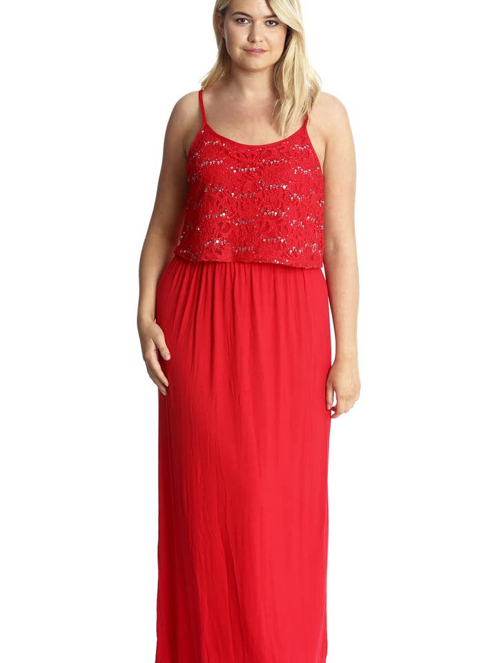 2241 Blomstret Paillet Blonde Maxi Kjole Elegant & Flydende for engroshandel hos NOUVELLE