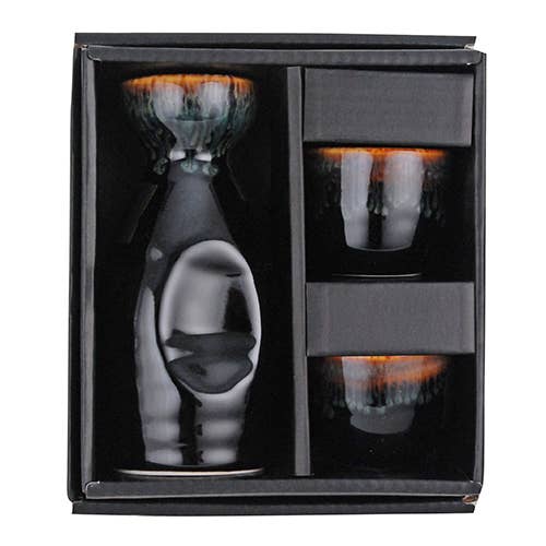 Fuji Merchandise Corporation - Wholesale Drinking Glass/Cup - SAKE SET – SAKE SET – BLACK DRIP GLAZE3