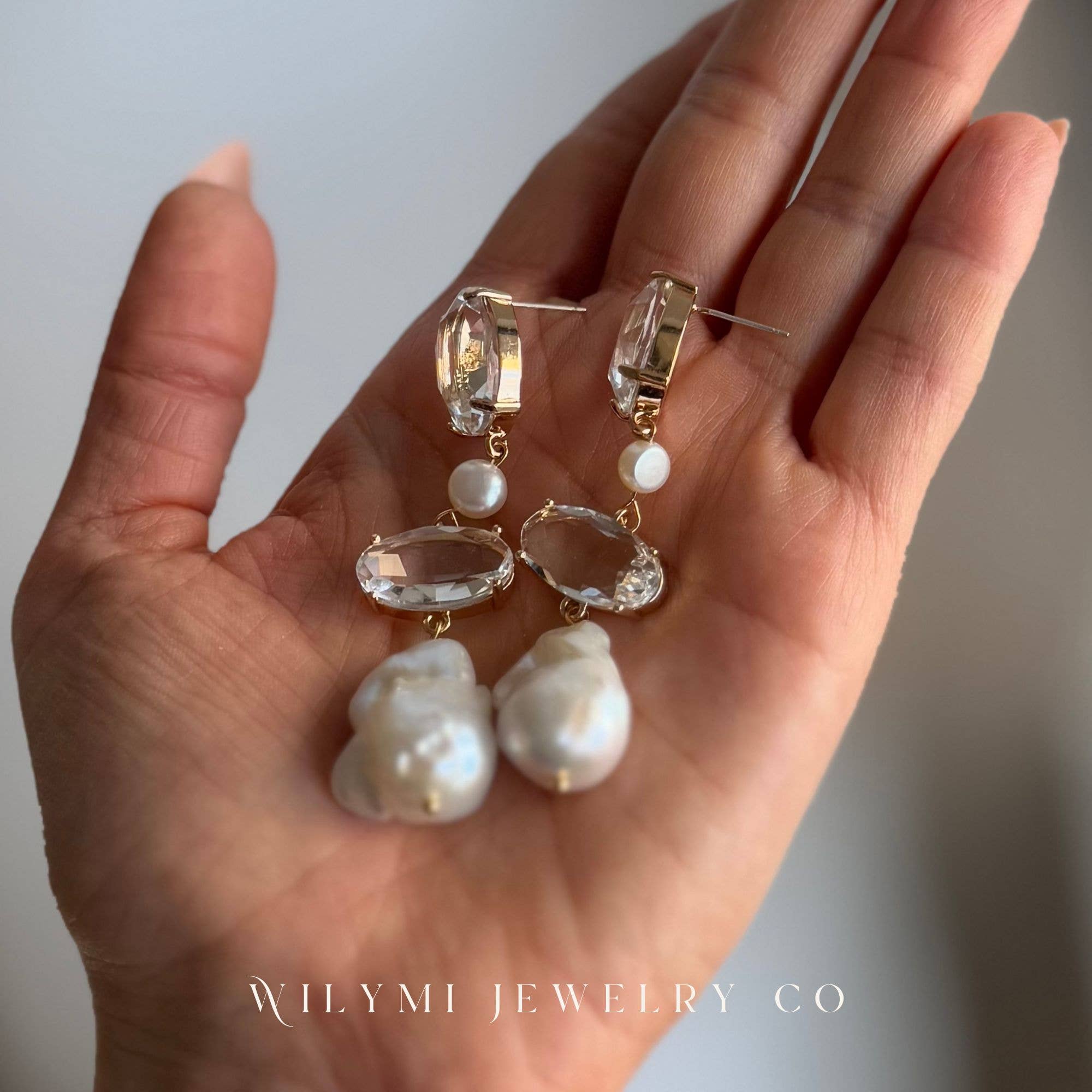 WILYMI Jewelry Co - Wholesale Dangle Earrings - Statement Baroque Pearl & Crystal Earrings | Gold Plated 2