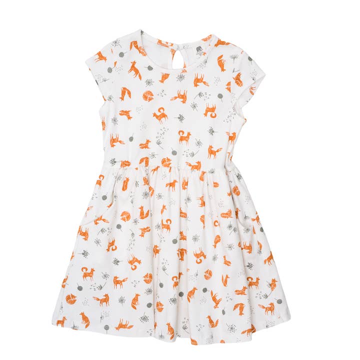 Short Sleeve Twirl Dress with Pockets - Foxes for wholesale by Pink Elephant Brands