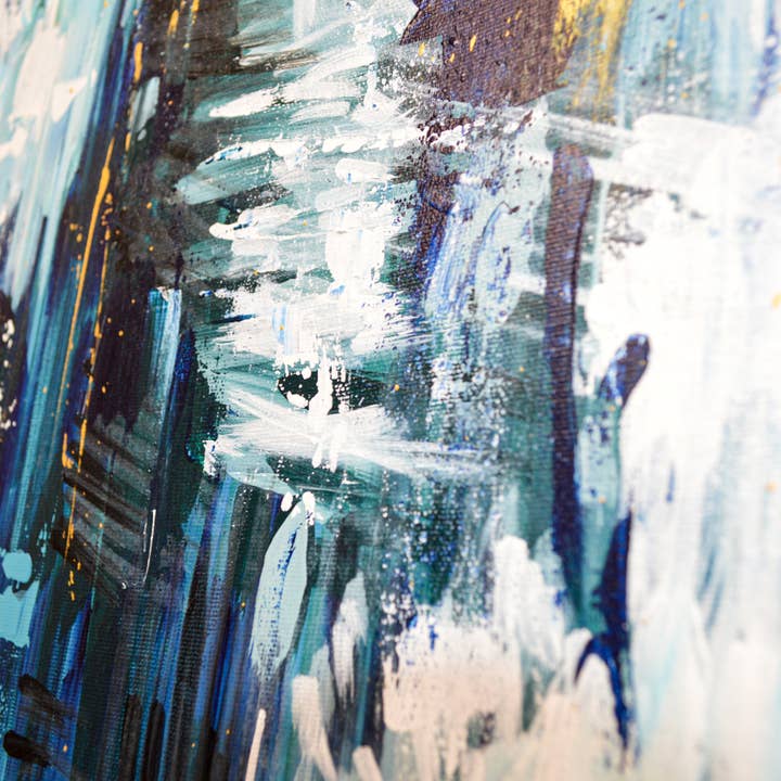 Textured Collective - Venta al por mayor Pintura/dibujo - Pintura abstracta azul y dorada | Pintura acrílica sobre lienzo