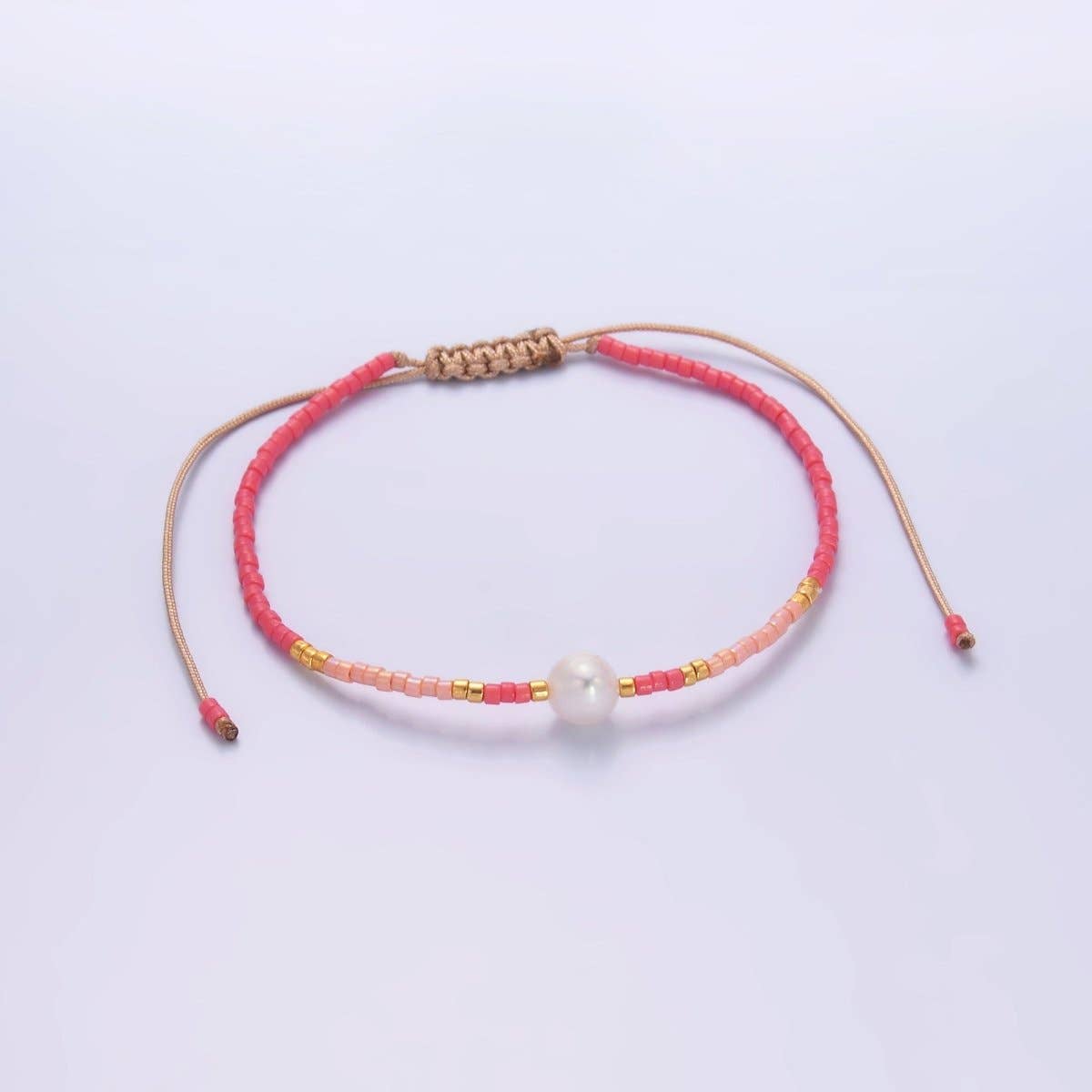 Aim Eternal - Wholesale Beaded Bracelet - Shell Pearl Pink Gemstone Bead Coil Stretch Adjustable Bracelet | WA-2743