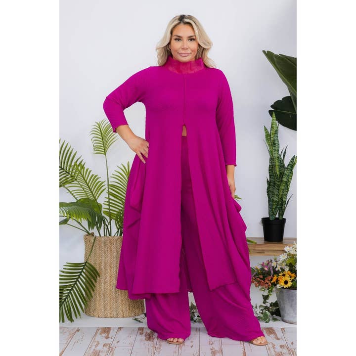 MAGENTA PLUS MAXI TOP AND WIDE LEG PANT SET for wholesale on Faire