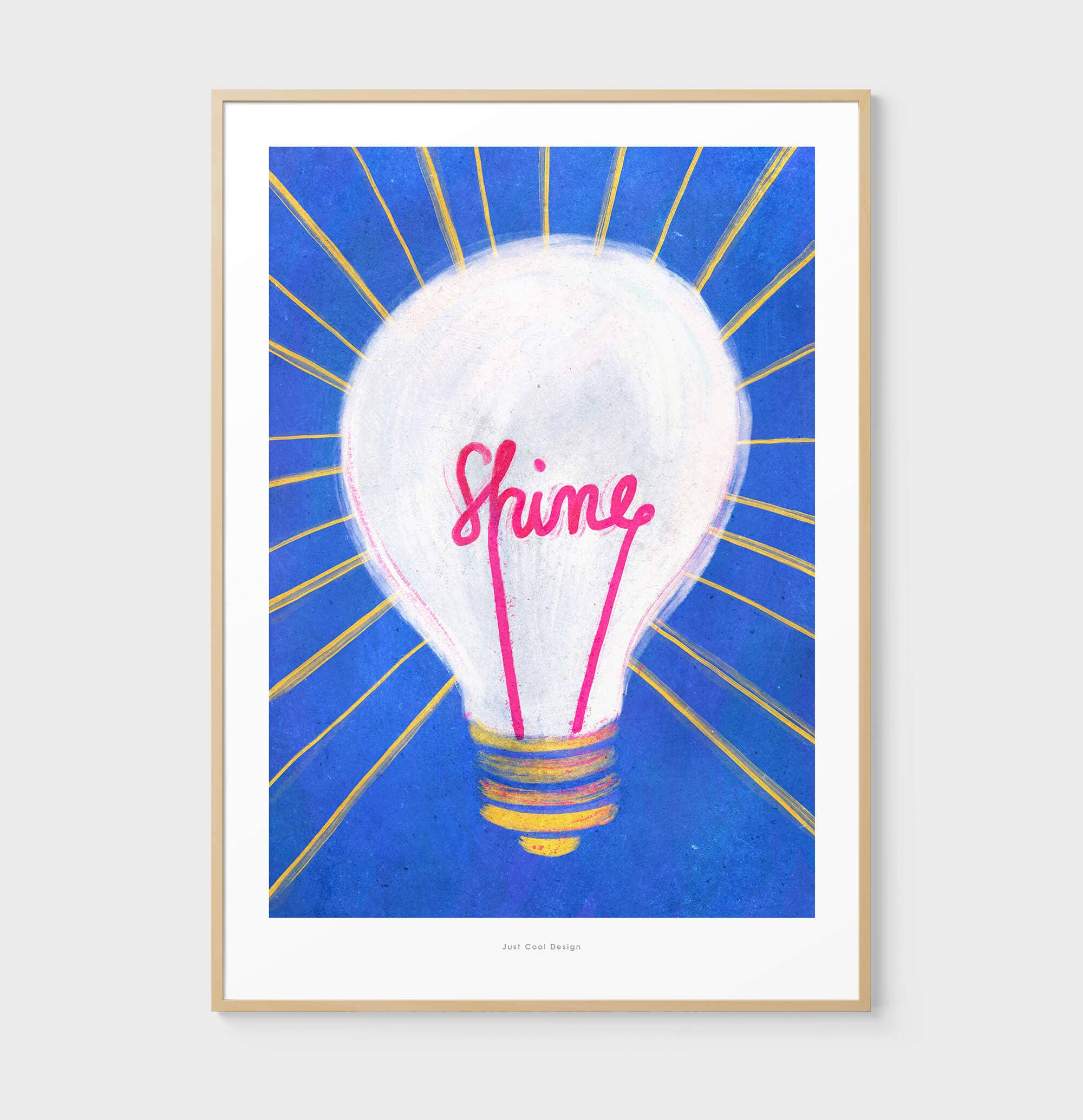 Just Cool Design - Vente Affiche d'art - Ampoule Shine | Affiche d'illustration A4-A3, impression artistique