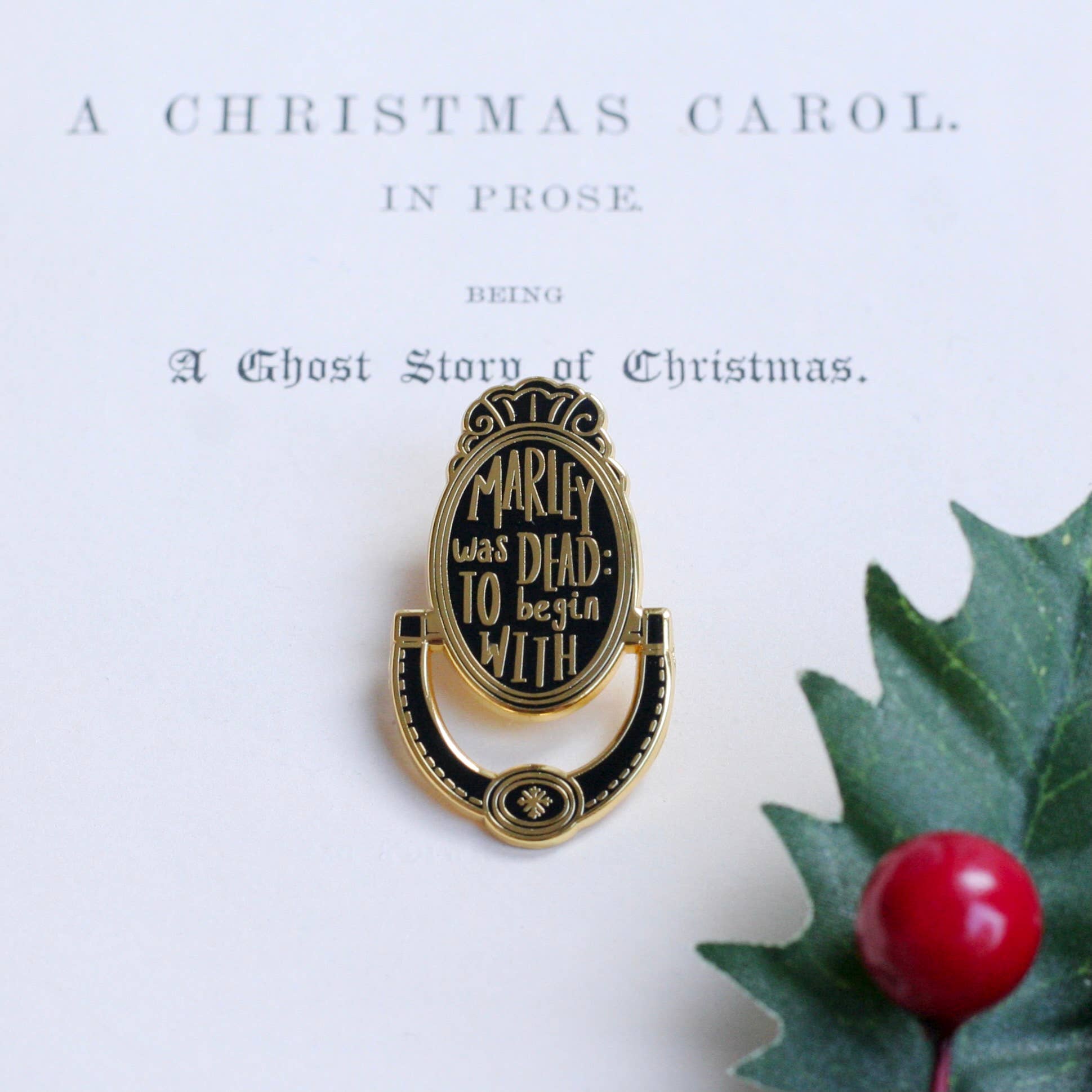 Laura Crow Illustration - Wholesale Lapel Pin/Button - A Christmas Carol Door Knocker Enamel Pin3