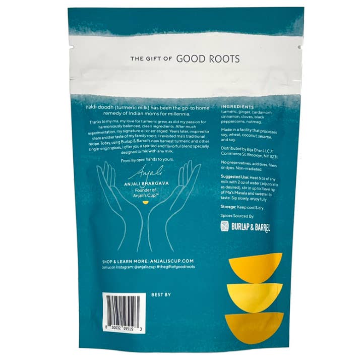 Anjali's Cup - Wholesale Powdered health drink - Ma's Haldi Doodh Masala, 60 Serving Pouch - Golden Milk Mix1