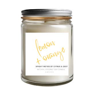 Lemon + Orange Coconut Soy Wax Candle for wholesale by K&KCO. LLC