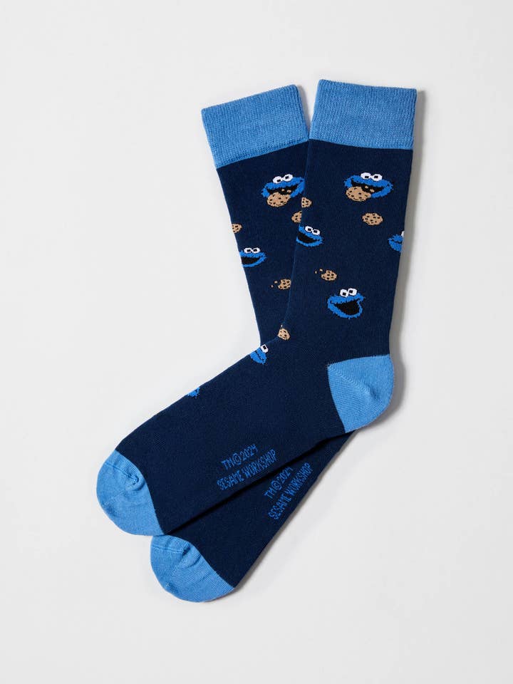 Blu BeSesameStreet Cookie Monster - Calzini in Cotone 100% Organico in vendita all'ingrosso su Faire