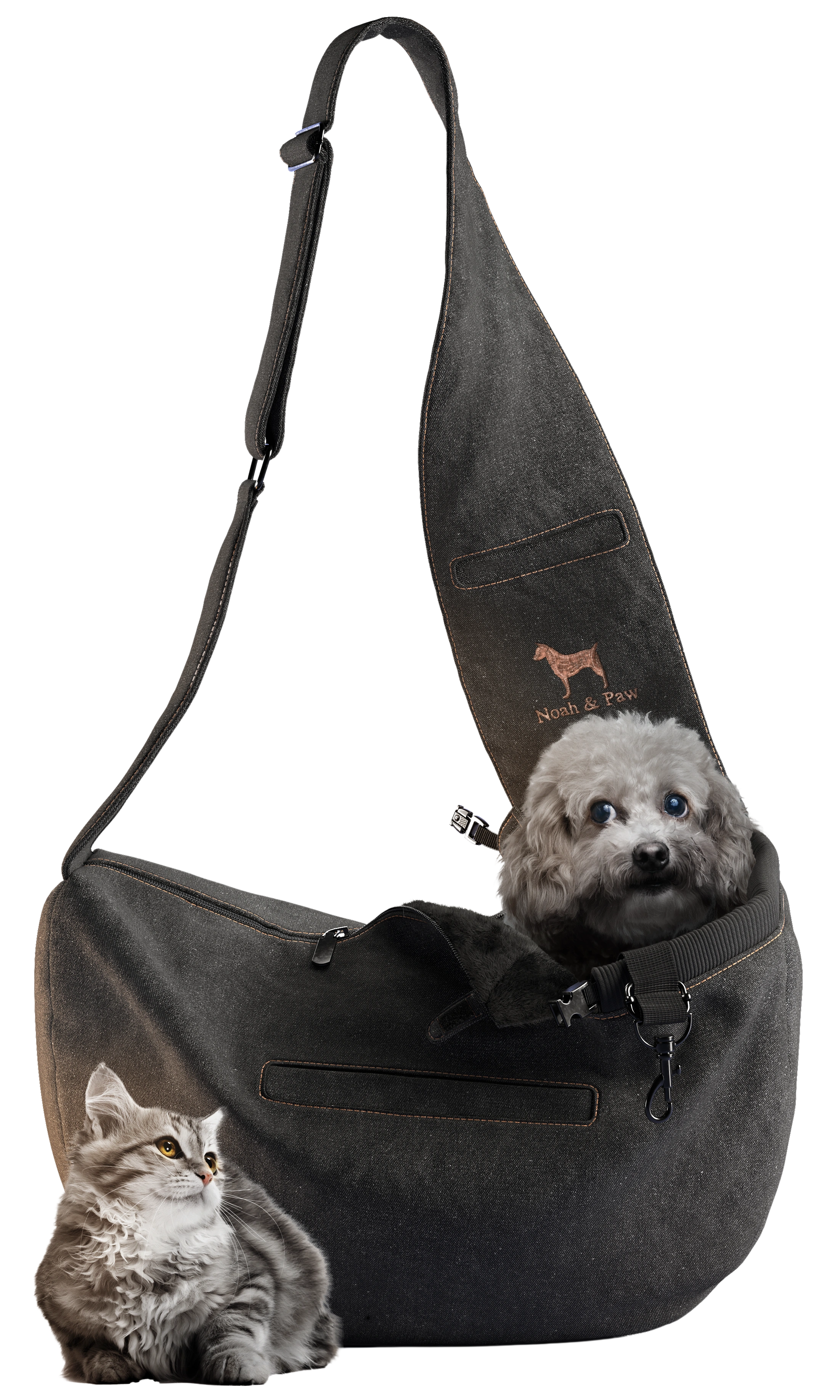 NOAH AND PAW LLC - Wholesale Pet Carrier - Cat/Dog - Premium Denim Pet sling Carrier 3x Safety13