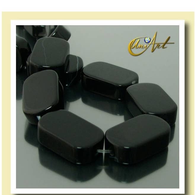 Black Agate Thread Flat Oval Cut 20 mm for wholesale by UniArt