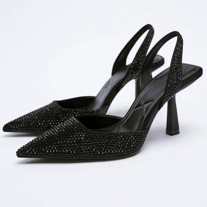 Blak Wardrob - Wholesale High Heels - Women's - Women Black High Heels Fashion Rhinestone Pumps Elegant Heel8