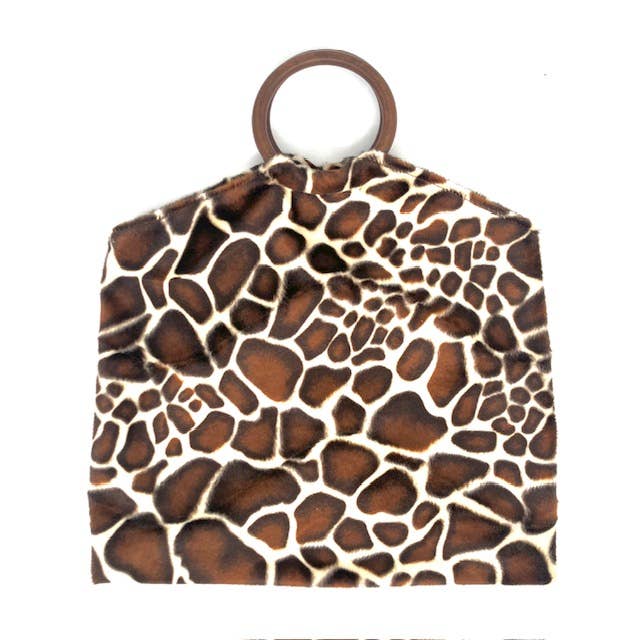 leopard brown bag - faux fur - handmade in Nepal for wholesale by Luna-Leena - handmade in Nepal