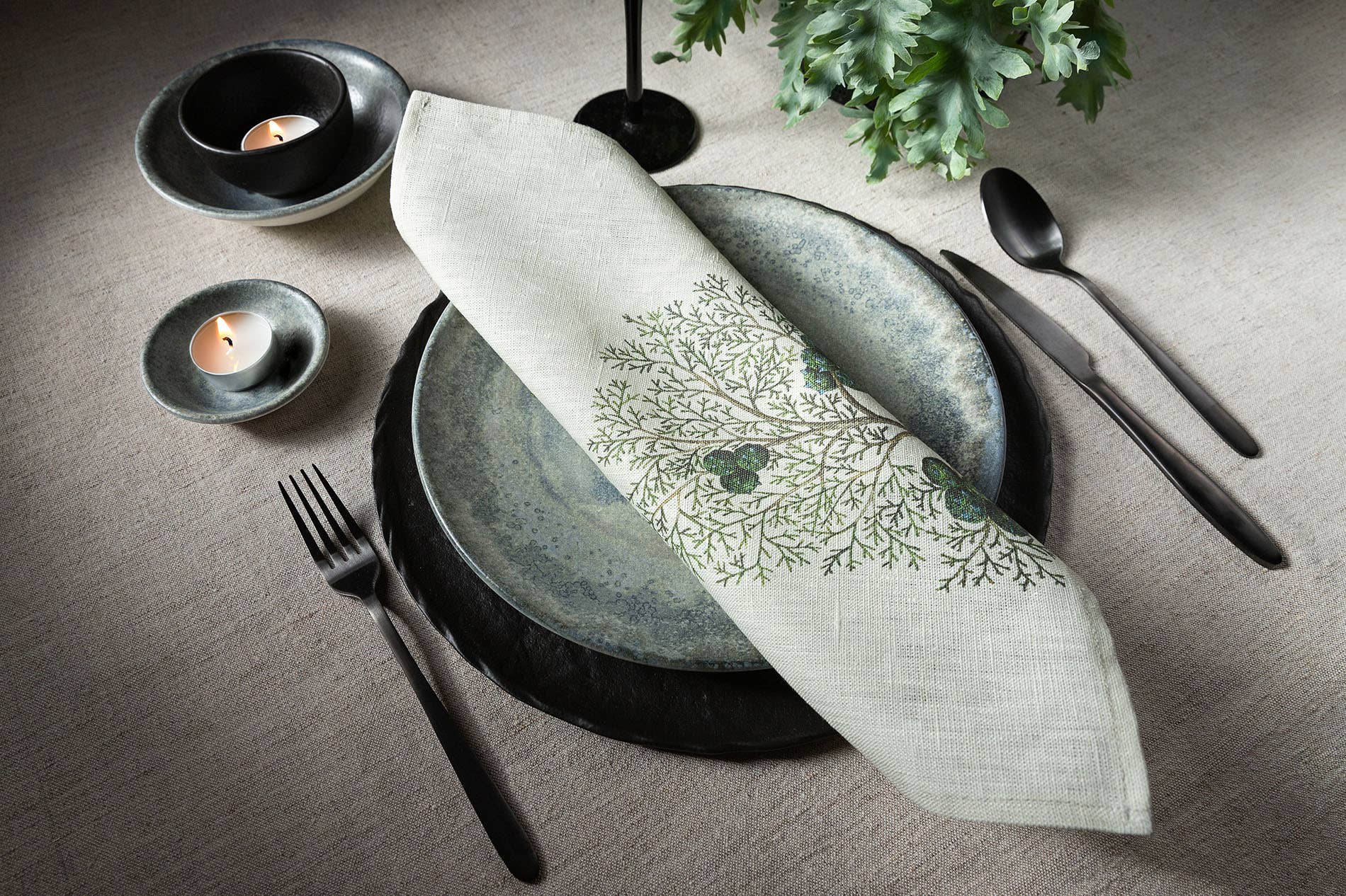 Suisse Maison de Lin – wholesale Dinner & cloth napkin –  Trees Branch Natural Linen Napkins (Set of 6)1