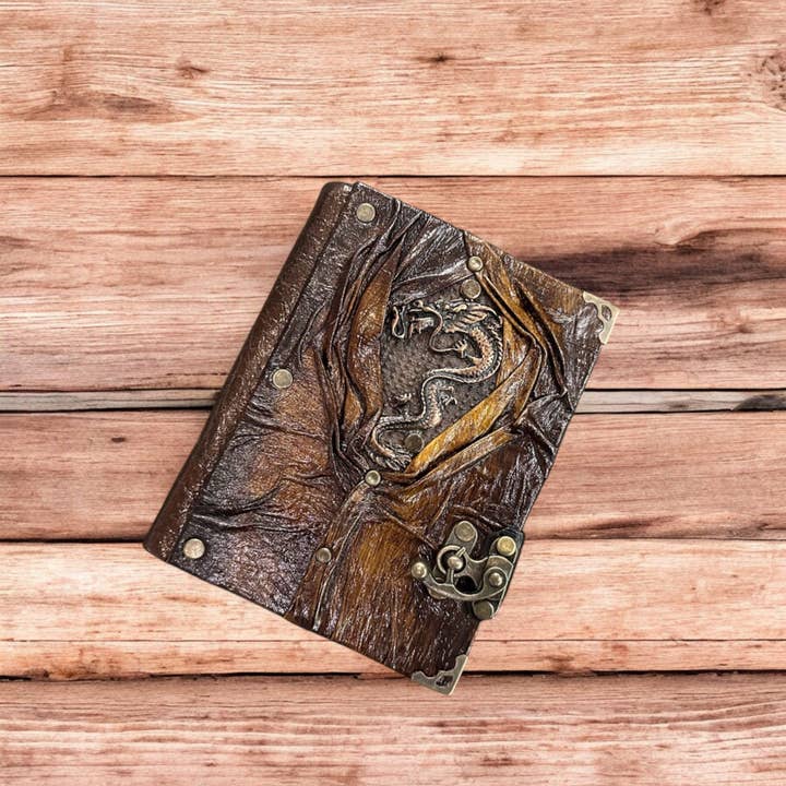 CRETE TRADING INC - Wholesale Journal/Diary - Handmade Leather Journal Belt Strap Dragon1