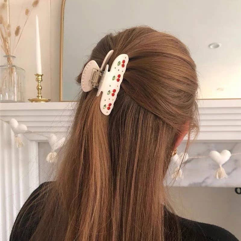 LadyJuneAccessories - Wholesale Hair Clip - Women's - Cherry Crystal Hair Claw Clip – Available in 3 colors6