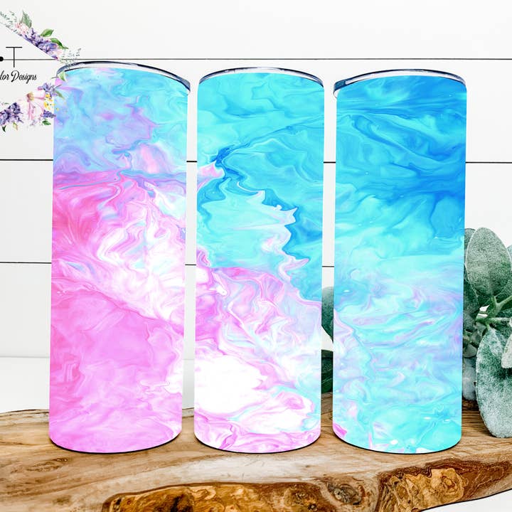 Wasserfarben-Becher in Rosa und Blau für den Großhandel von Brooke Taylor Designs