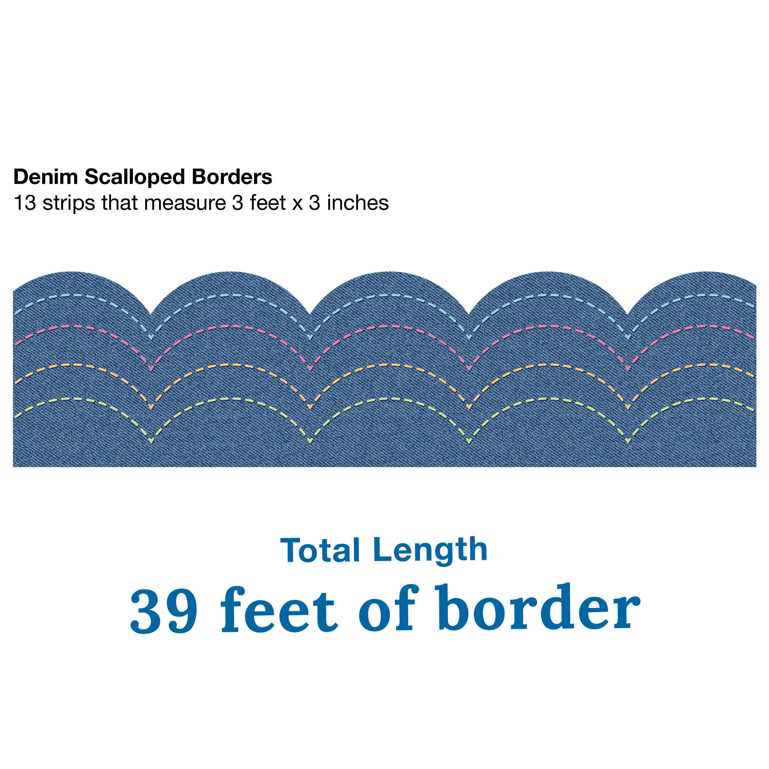 Carson Dellosa Education - Wholesale Bulletin Board - Crafty and Cool Denim Straight Bulletin Board Borders2