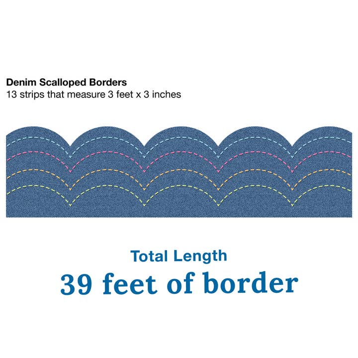 Carson Dellosa Education - Wholesale Bulletin Board - Crafty and Cool Denim Straight Bulletin Board Borders2