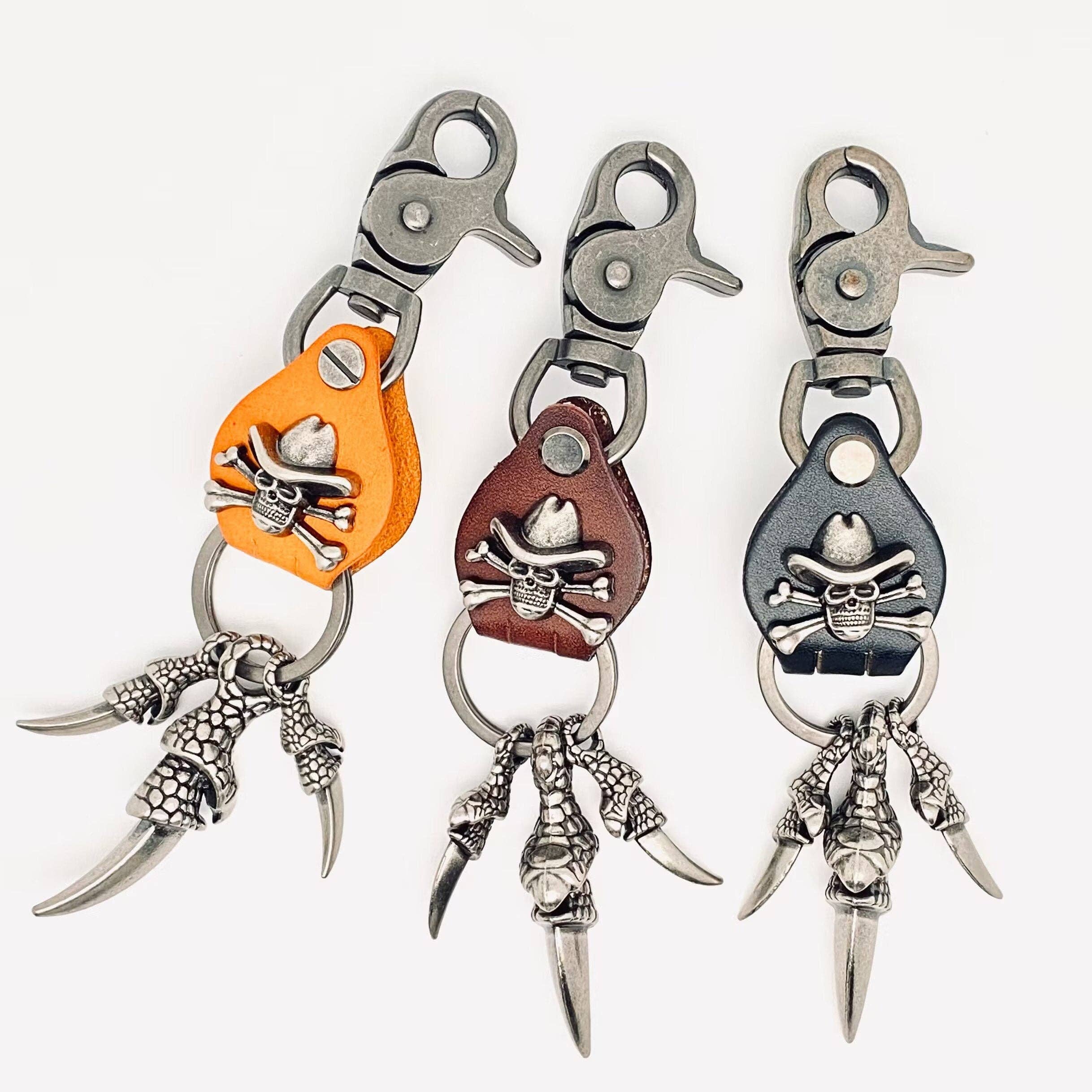 Mio Queena - Wholesale Keychain - Unisex - Punk Leather Keychain Skull Style Dragon Claw Pendant4