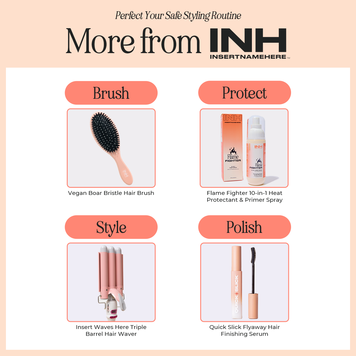 INH Hair - Wholesale Heat/Thermal Hair Protector - Flame Fighter Heat Protectant | 10-in-1 Hair Prep Spray13