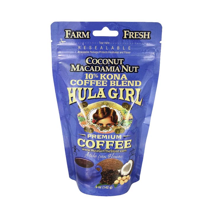 Hula Girl Products - Wholesale Coffee Beans - Hula Girl 10% Kona Coffee Blend 5oz(142g)3
