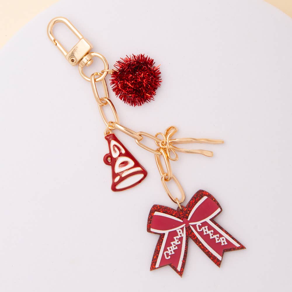 SP Sophia Collection - Wholesale Keychain - Women's - Bag Charm Keychain with Pom Pom and Bow0