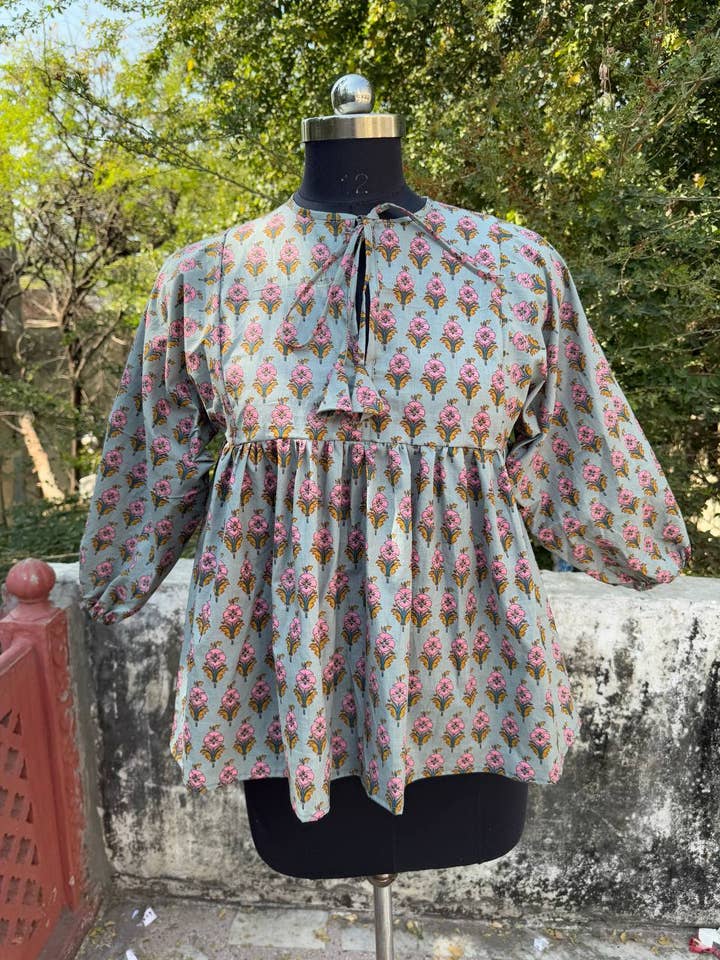 Bhawana Handicrafts - Wholesale Dress - Women's - Small Floral Printed Causal Cotton Mini Dress Kyra Tunic Top0