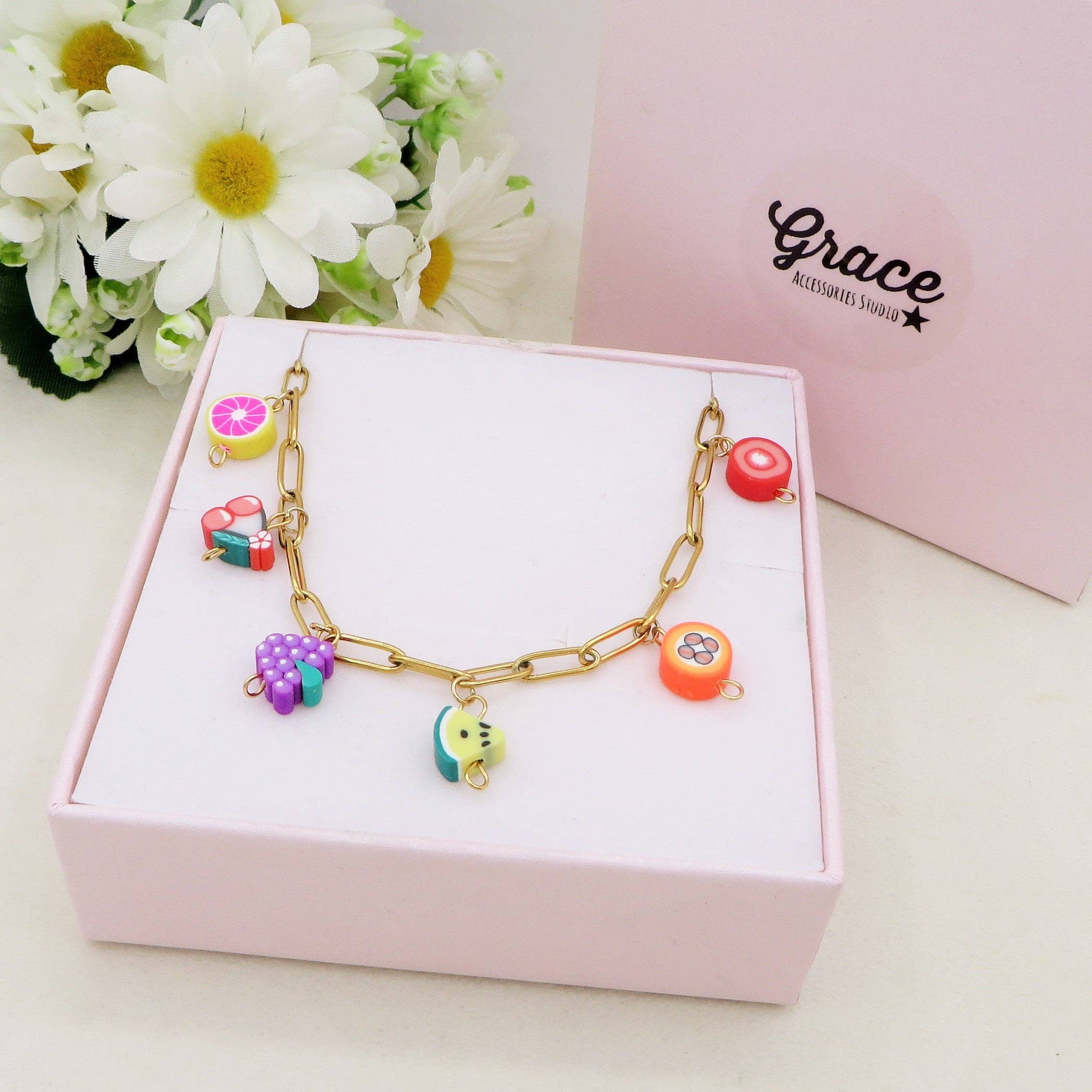 Daemon srls - Wholesale Pendant/Charm Necklace - CUTE FRUITS - ACCIAIO inossidabile - Collana catena charms frutta6