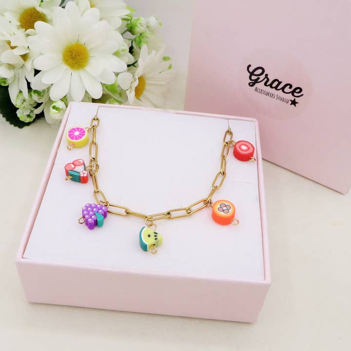 Daemon srls - Wholesale Pendant/Charm Necklace - CUTE FRUITS - ACCIAIO inossidabile - Collana catena charms frutta6