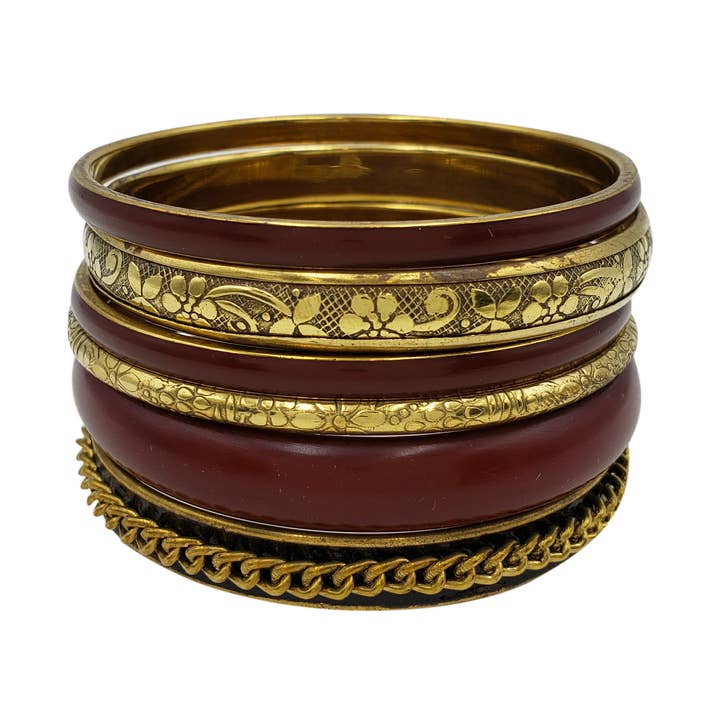 Brass and Resin Bangle Set for wholesale by Treasure Jewelry