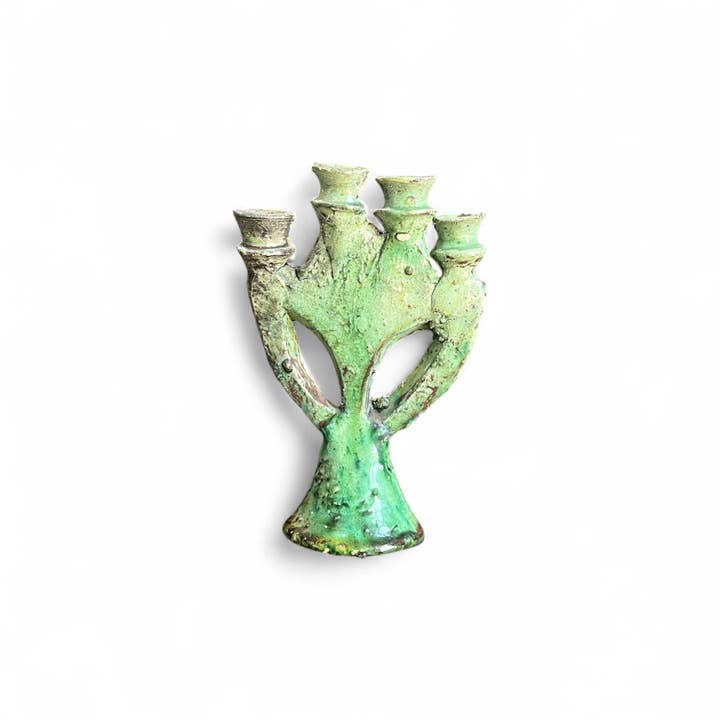 Moroccantastics - Wholesale Candle Holder - Tamegroute Four-Arm Candelabra – Green Glaze2