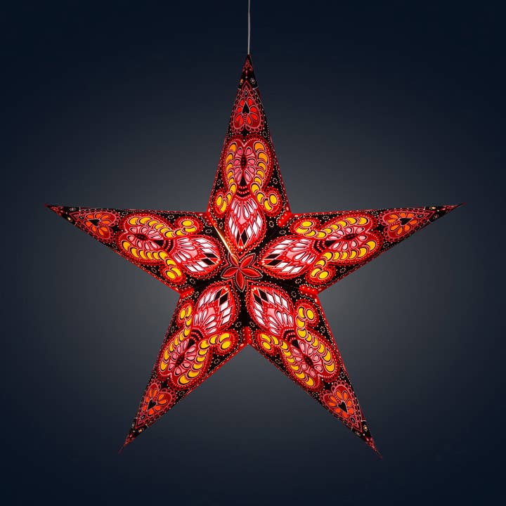 Phoenix ~ 5 puntatori, 61 cm, luce rossa a forma di lanterna a forma di stella per la vendita all'ingrosso da parte di Artschatz LLC