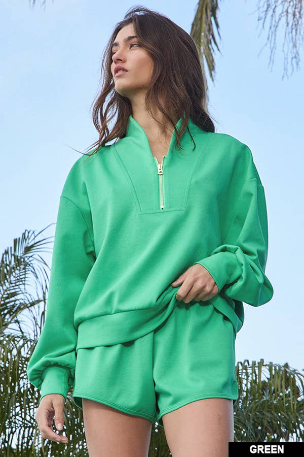 BUCKETLIST INC - Wholesale Sweatshirt - Women's - IT2154 Half Zip-up Scuba Sweatshirts83