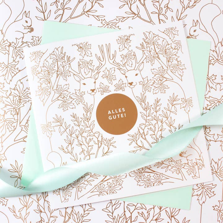 Bow & Hummingbird - Wholesale Flat Wrap - Deep Forest wrapping paper1