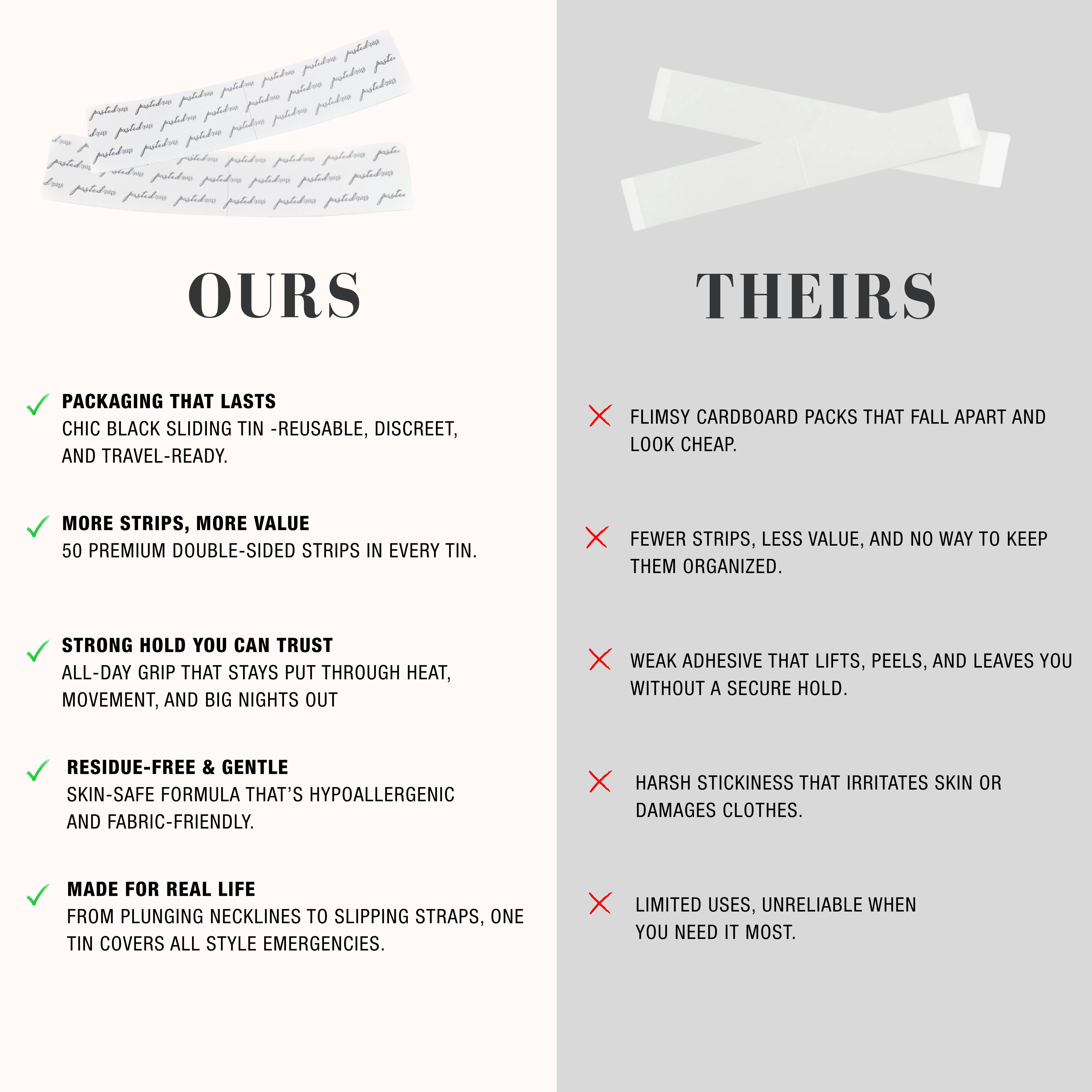 PastedNip - Vente Ruban/scotch cache-téton – femme - Ruban de mode double face | Comprend une boîte de marchandises6