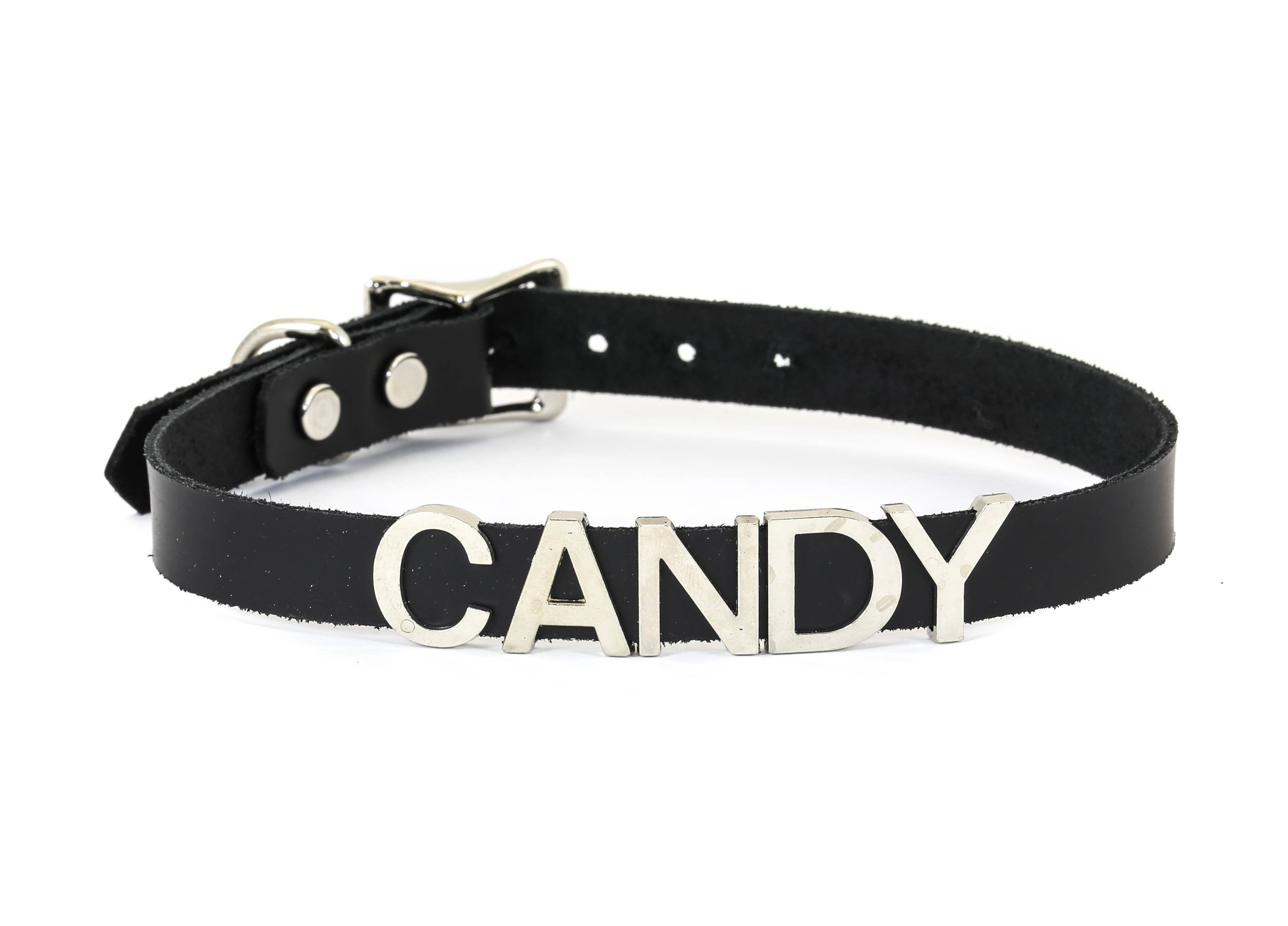 Funk Plus - Wholesale Choker/Collar - FC291 GENUINE LEATHER STAINLESS STEEL LETTER NAME FETISH  CHOKER3