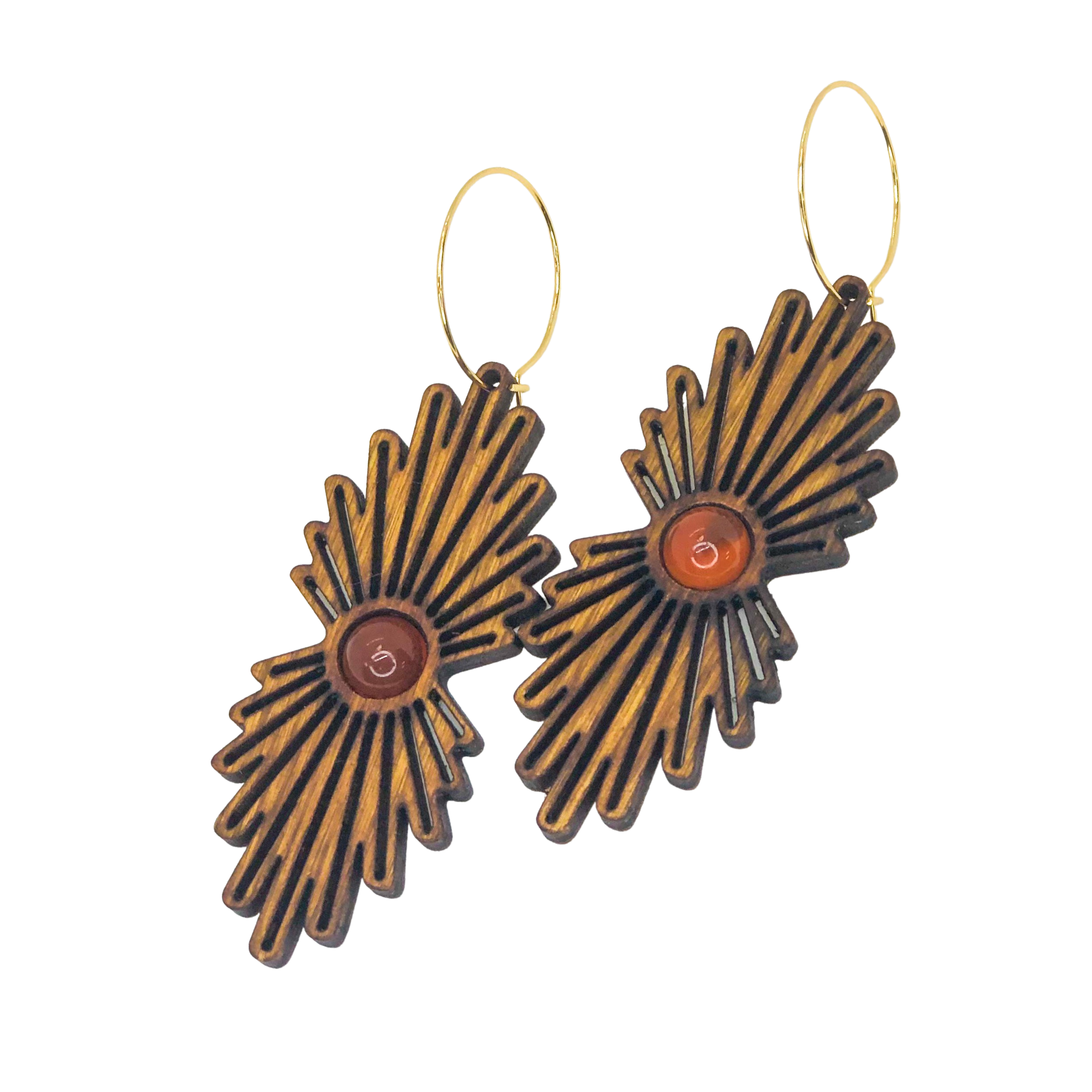 lovelevel – wholesale Dangle earrings – Gemstone Wood Earrings | SUNBURST2