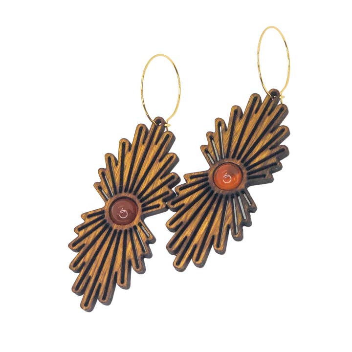 lovelevel – wholesale Dangle earrings – Gemstone Wood Earrings | SUNBURST2