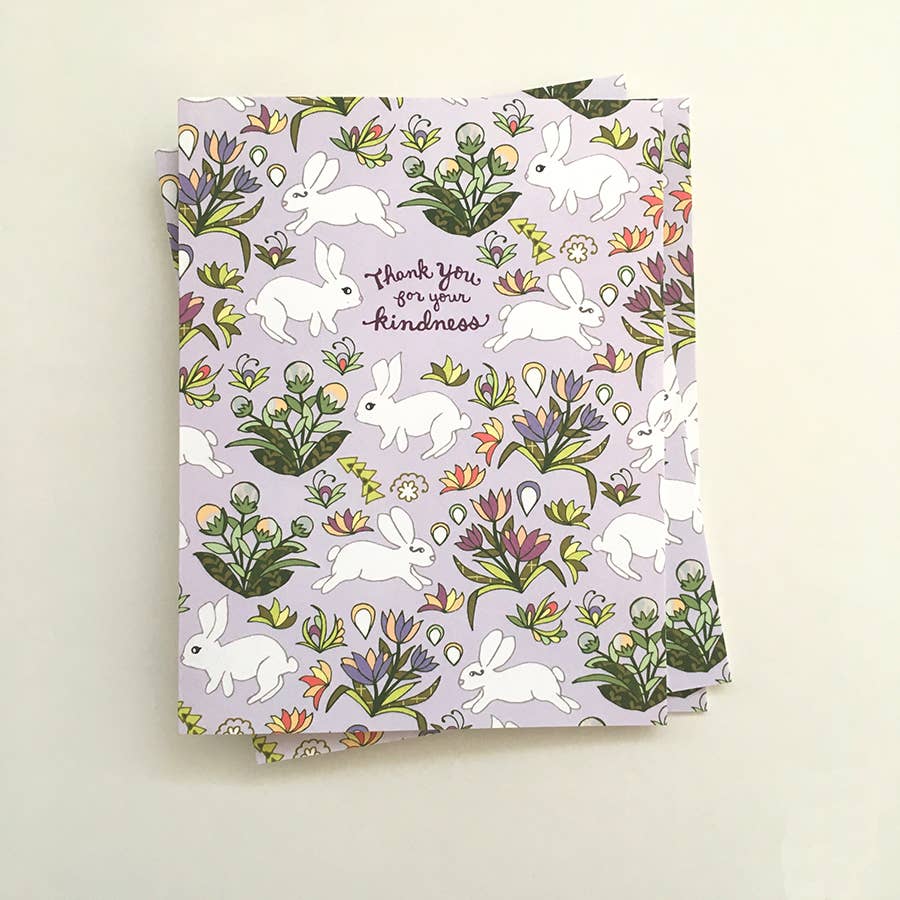Cynla - Wholesale Thank You Card - BOX of 8 Bunnies Kindness Card , bunny notecards, thank you1