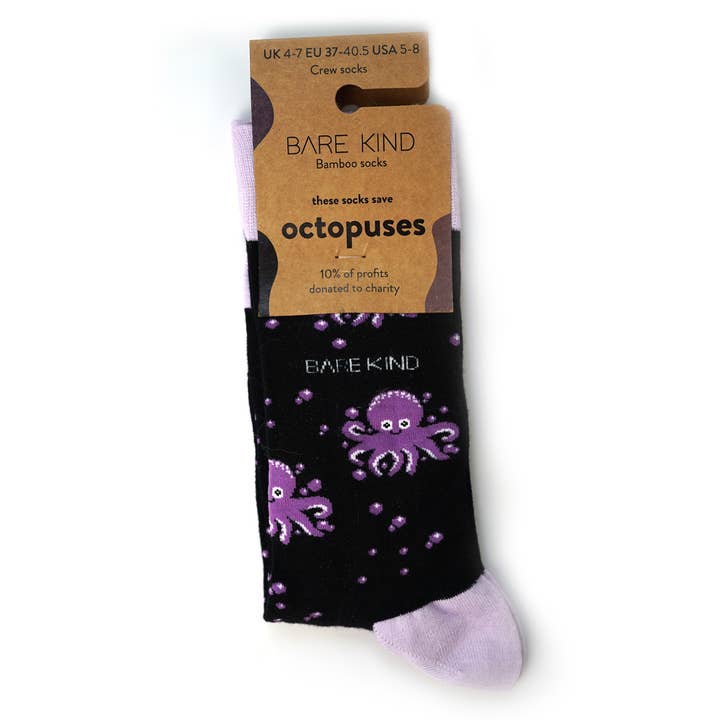 Bare Kind Socks - Vendita all'ingrosso Calzini - Unisex - Calzini Octopus | Calzini in bambù | Calzini viola | Calzini oceanici