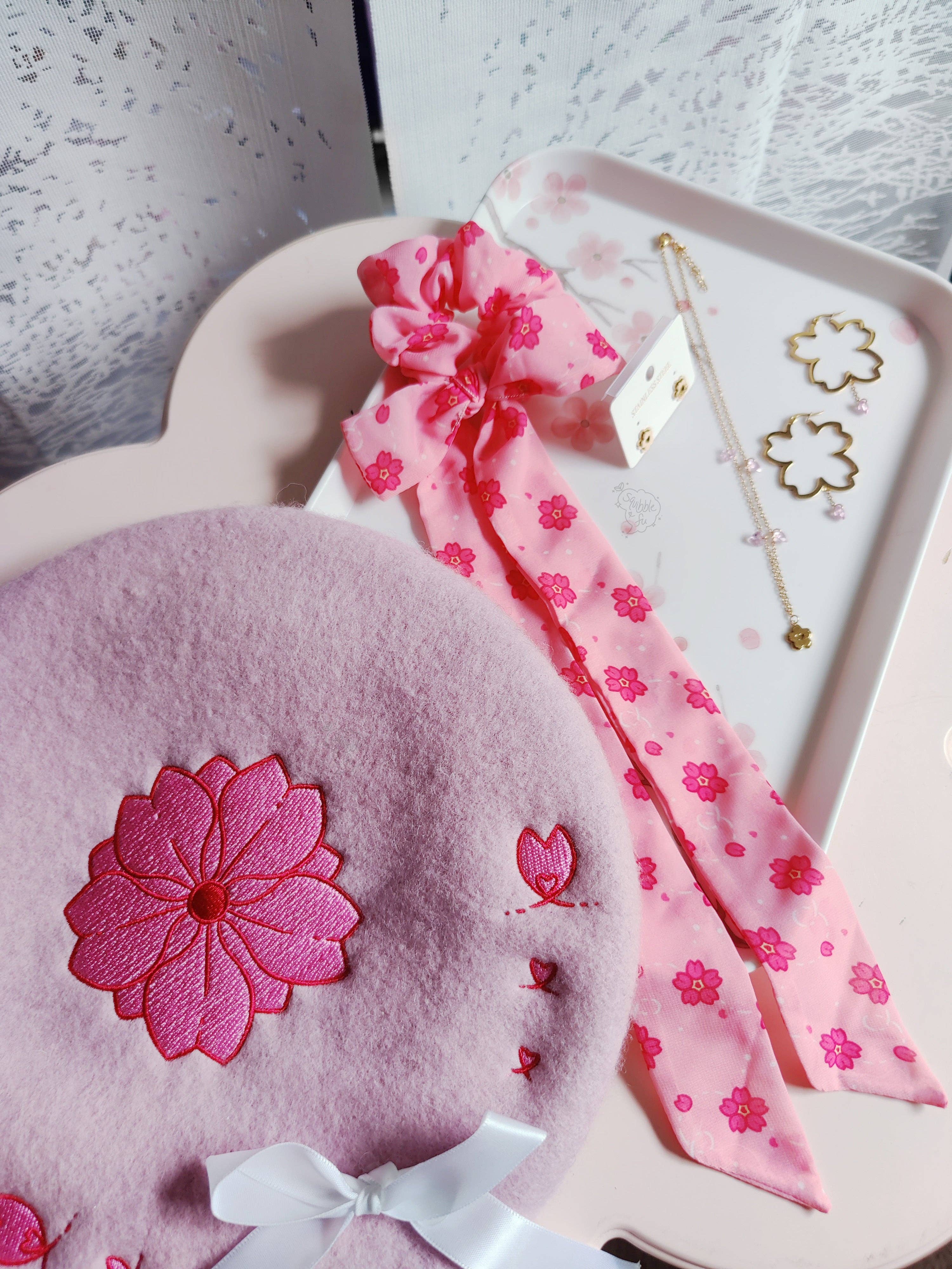 squibblefu - Wholesale Beret - Unisex - Sakura Bow Beret | SakurAccessories5