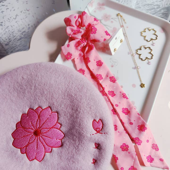 squibblefu - Wholesale Beret - Unisex - Sakura Bow Beret | SakurAccessories5