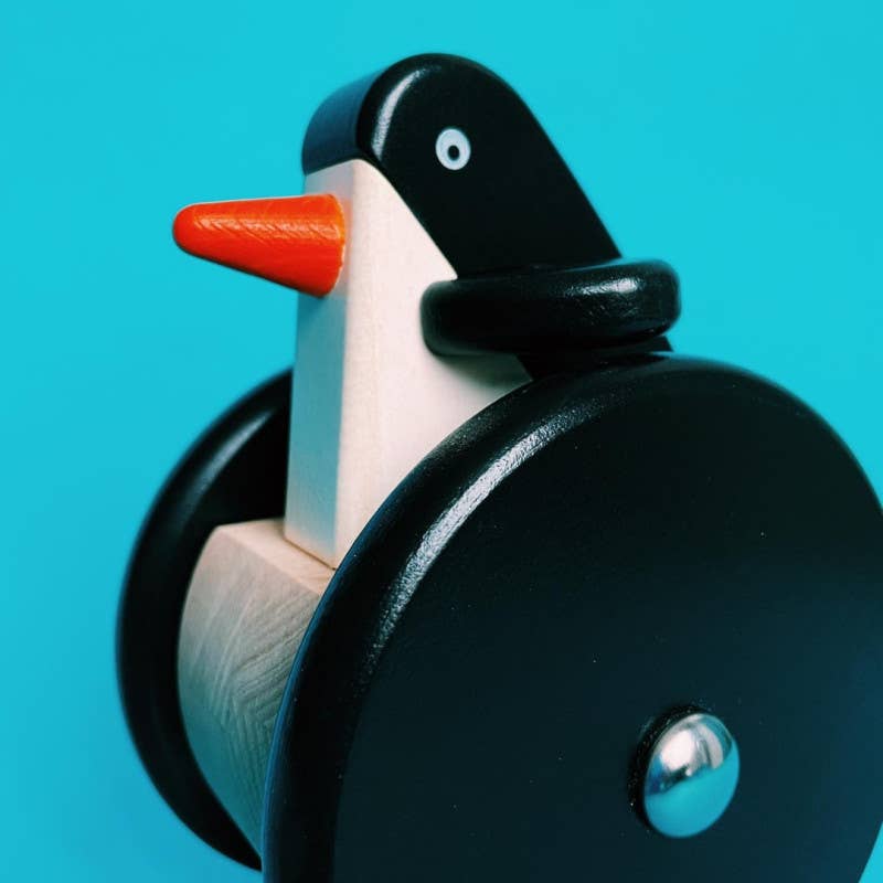 BAJO WOODEN TOYS - Wholesale Wood Toy - Kids - Wooden Penguin on Wheels (Wobbly)1