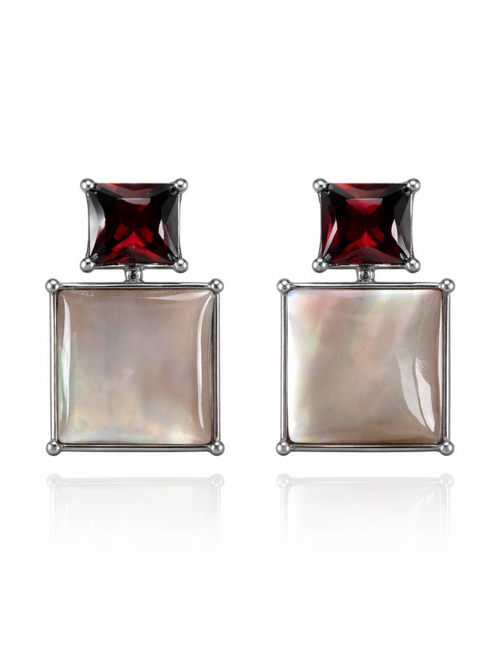 Scarlet Shell Square Drop Earrings for wholesale by Le Zohar
