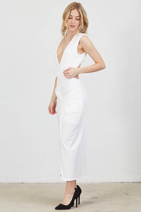 Vestis M - Venta al por mayor Vestido - Mujer - Vestido midi con escote pronunciado y espalda abierta con giro escultórico - Negro19