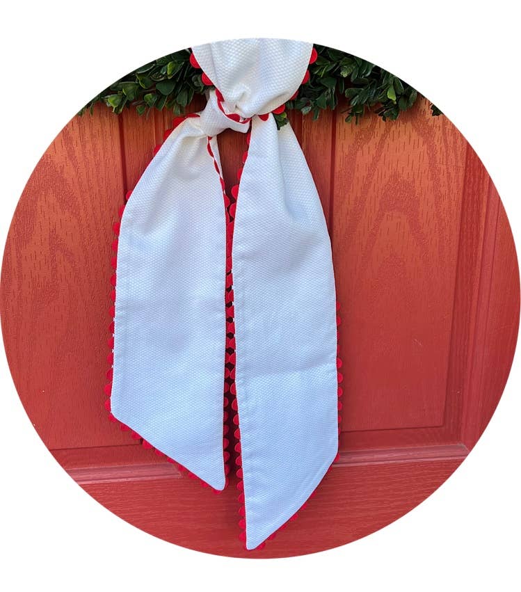 THE ROYALTY COLLECTION - Wholesale Outdoor Ornament/Decor - White Cotton Pique Sash with Trim6