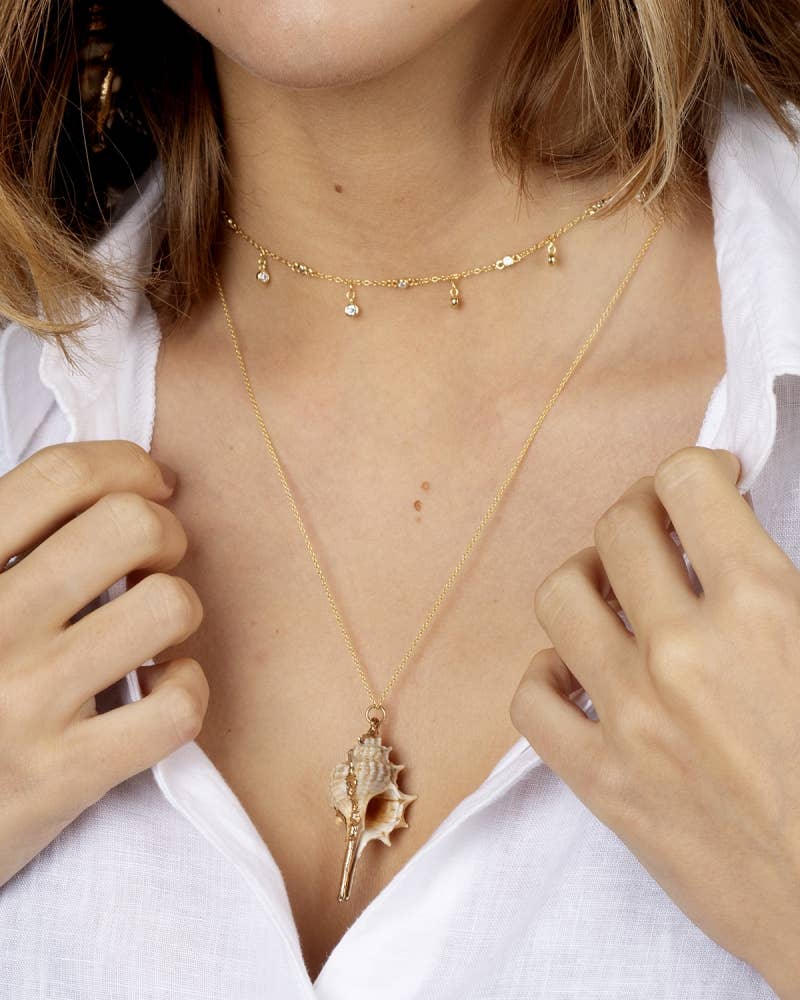 Trium Jewelry – Großhandel Kette mit Anhänger/Charm – Halskette mit Meeresschnecken-Anhänger, 18 Karat vergoldet, 925er Silber1