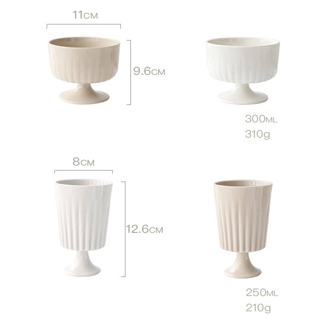 Ailly's garden – wholesale Bowl – Ceramic Corrugated Design Sundae Dessert Cup Ice Cream Bowls4