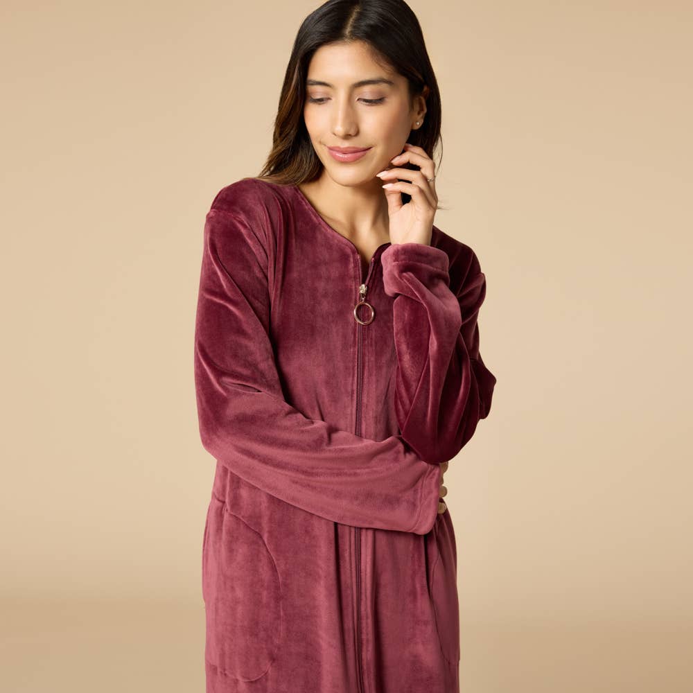 Softies - Vendita all'ingrosso Vestaglia - Donna - Vestaglia da donna Serenity con zip e scollo a cuore8