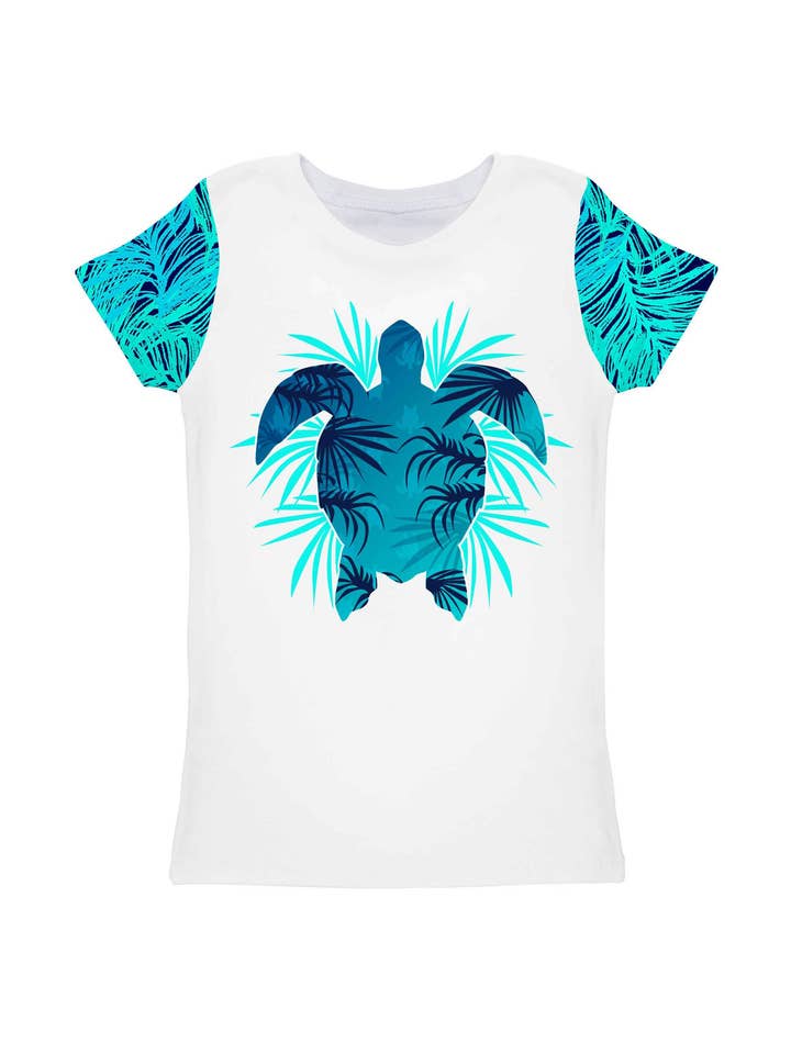 Tropische Droom Zoe Wit Groen Tropische Print T-Shirt - Kinderen voor wholesale door Pineapple Clothing